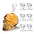 Amzdeal Skull Glas Flasche, Totenkopf Flasche 350ml mit 6 Schädel Gläser 75ml, Schädelflasche mit Whisky Vodka oder Schnapsgläser 1