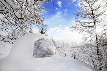 Garten Iglu Sommer Winter tauglich Gartenpavillion tranparente Hülle transportabel