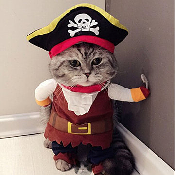 Idepet Lustige Hund Haustierbekleidung Karibische Piraten Katze Kostüm Anzug Corsair Dressing up Party Bekleidung Bekleidung für Hunde Katze Plus Hut (L) 1