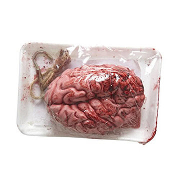 Fun Spaß Deko-Gehirn in Verpackung mit Blut verschmiert Halloweendekoration Halloween schocker1